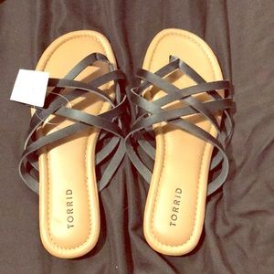 Black multi strap torrid sandals size 10